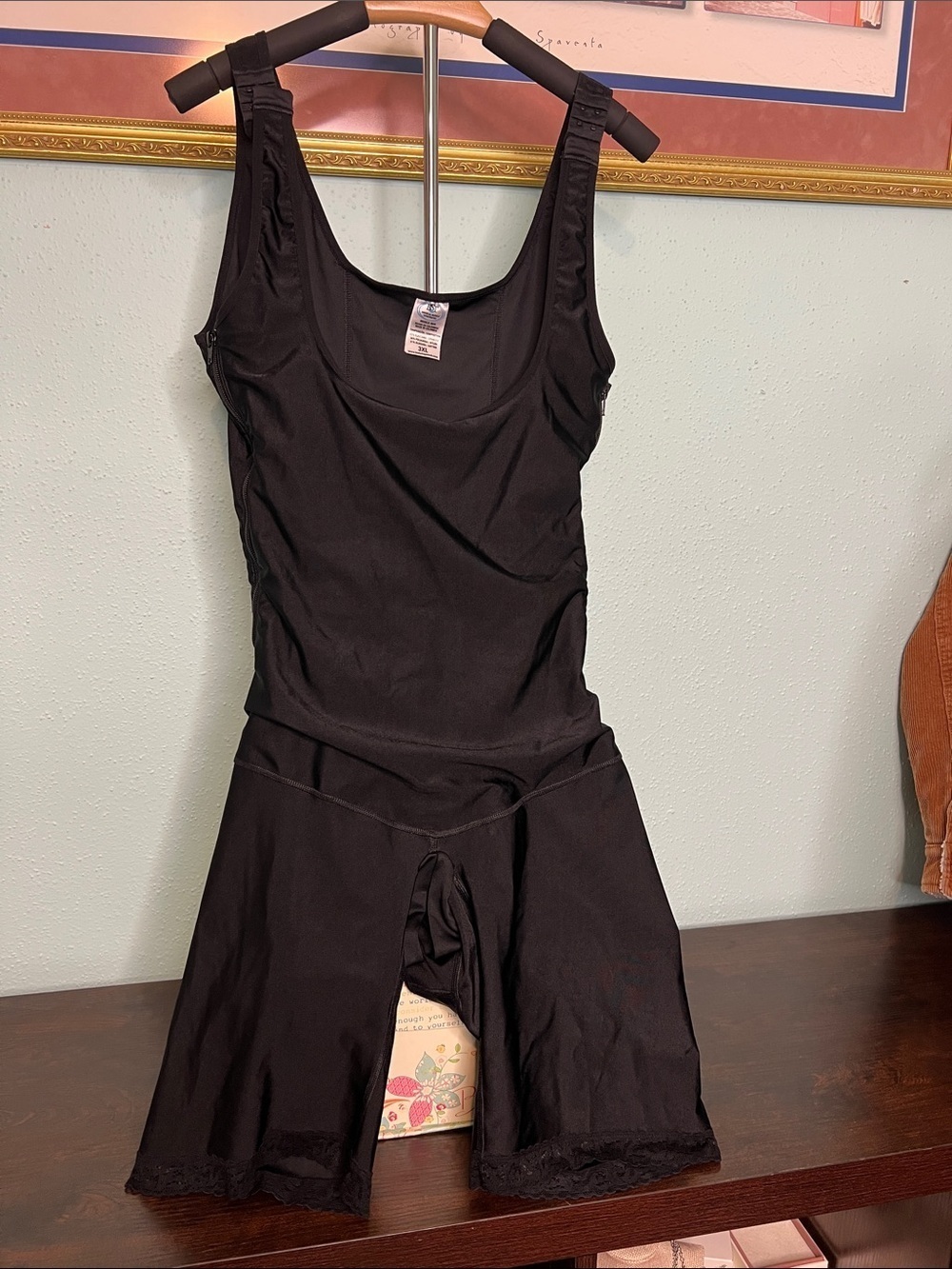 Black Shaping Tank Bodysuit with Short Leg Coverage